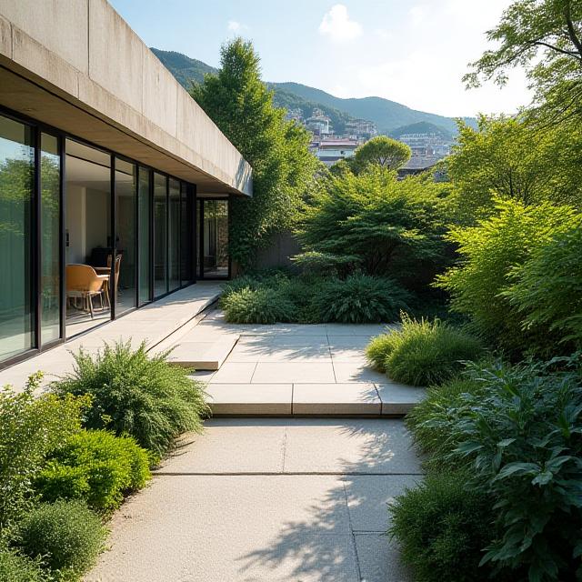 中央区モダンヴィラ庭園の全景